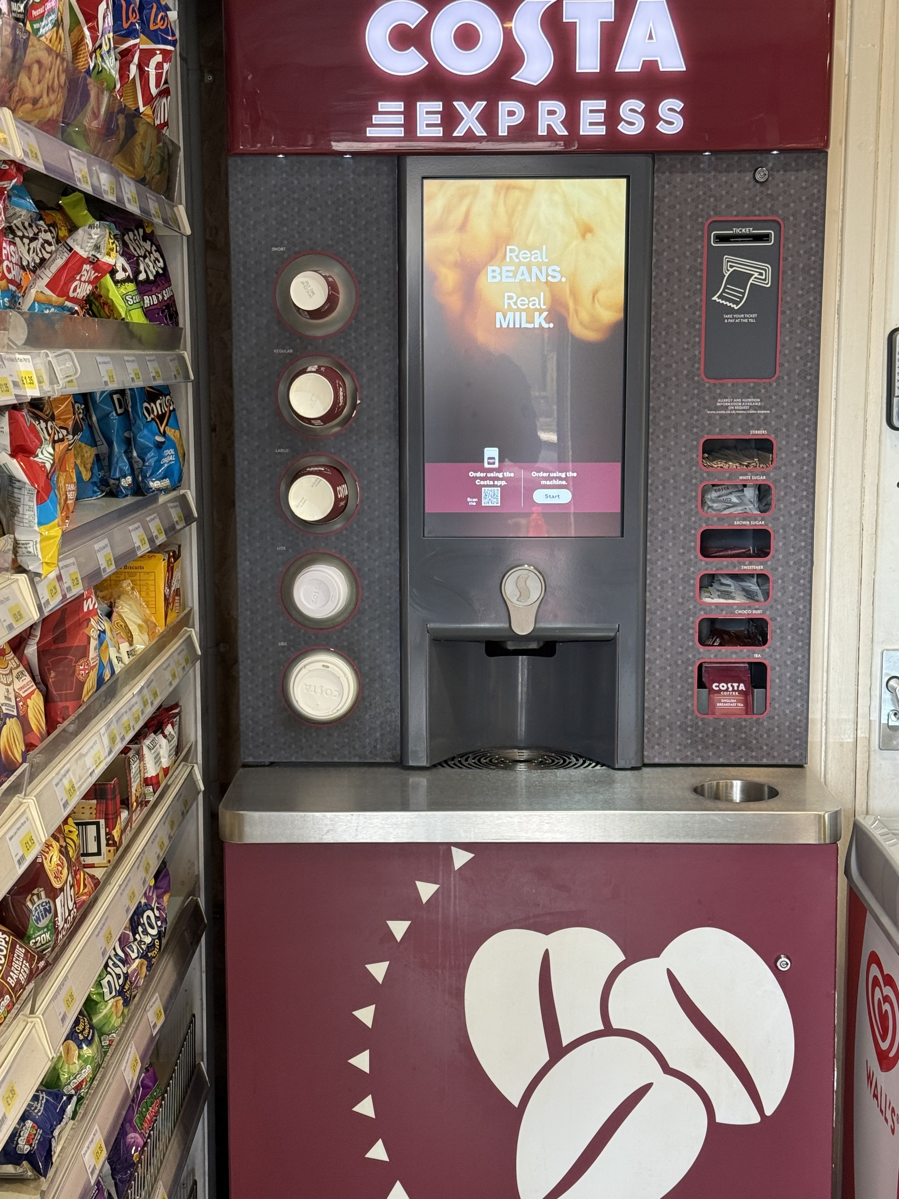 Costa Coffee machine inside shop