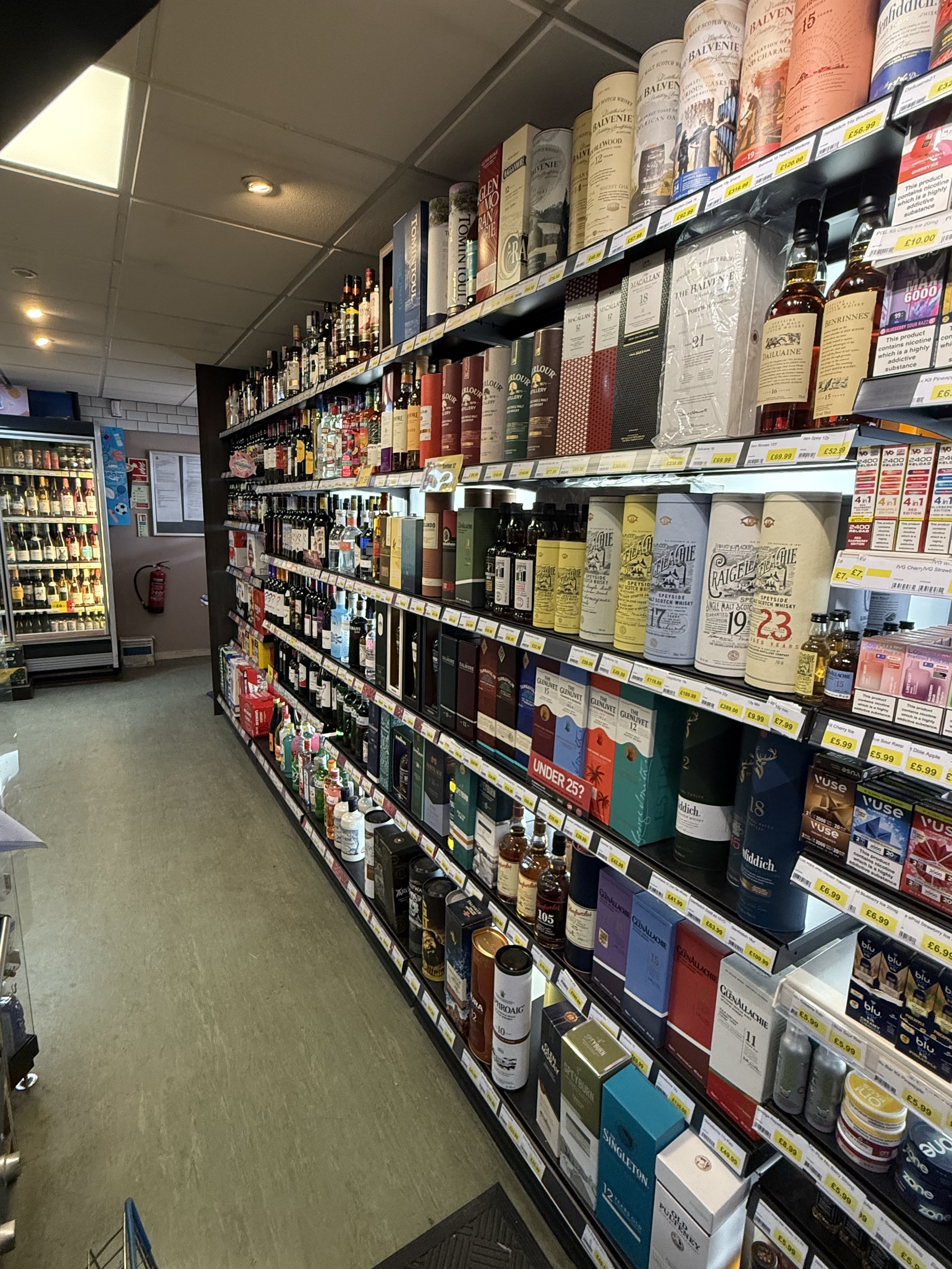 Whisky shelves inside shop